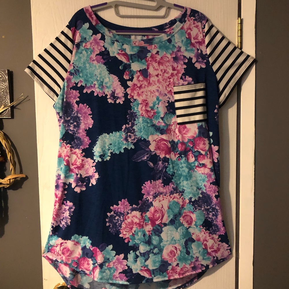 Floral stripe tunic